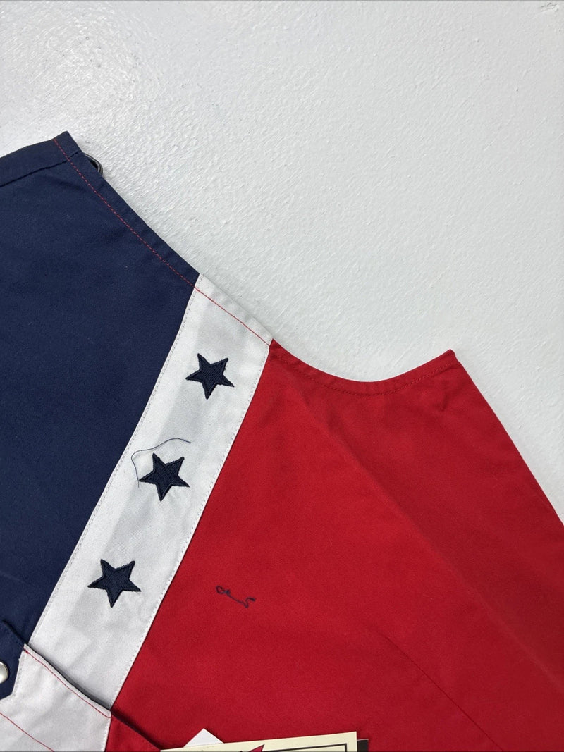 New Women’s Cumberland Red Blue Sleeveless Pearl Snap Small TT-19