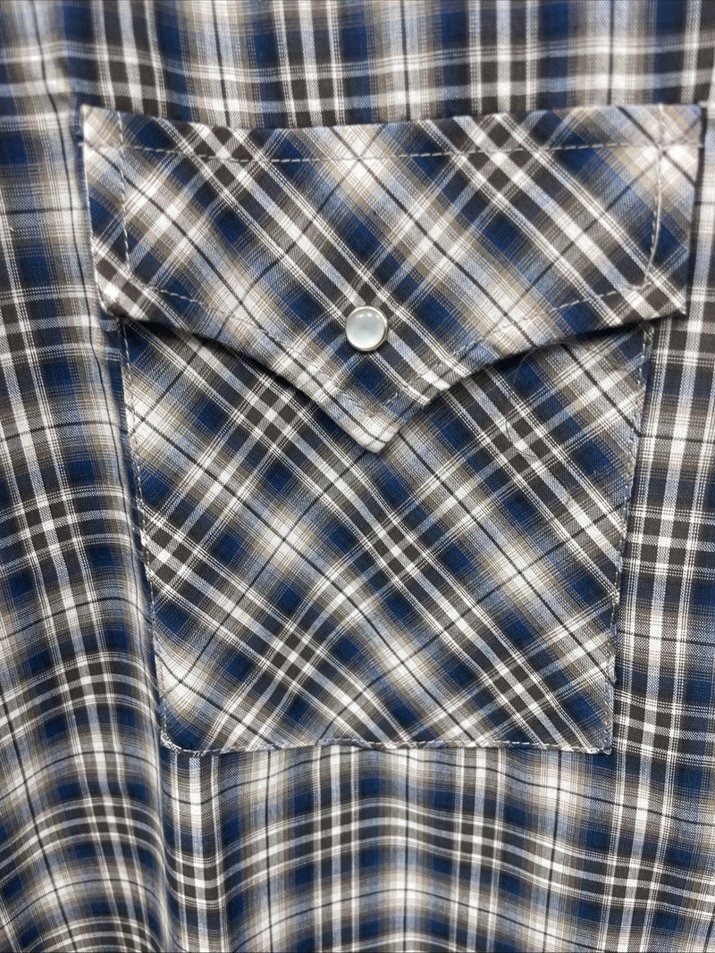 New Men’s ELY cattleman Blue Short Sleeve Pearl Snap 3XL E-27
