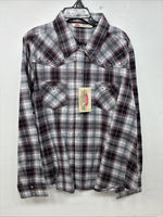 New Women’s Cumberland Purple Plaid Long Sleeve Pearl Snap 2XL GG-24