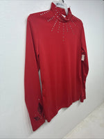 New Glassy Kowgirls Red Gem Long Sleeve Show Shirt Medium TT-103