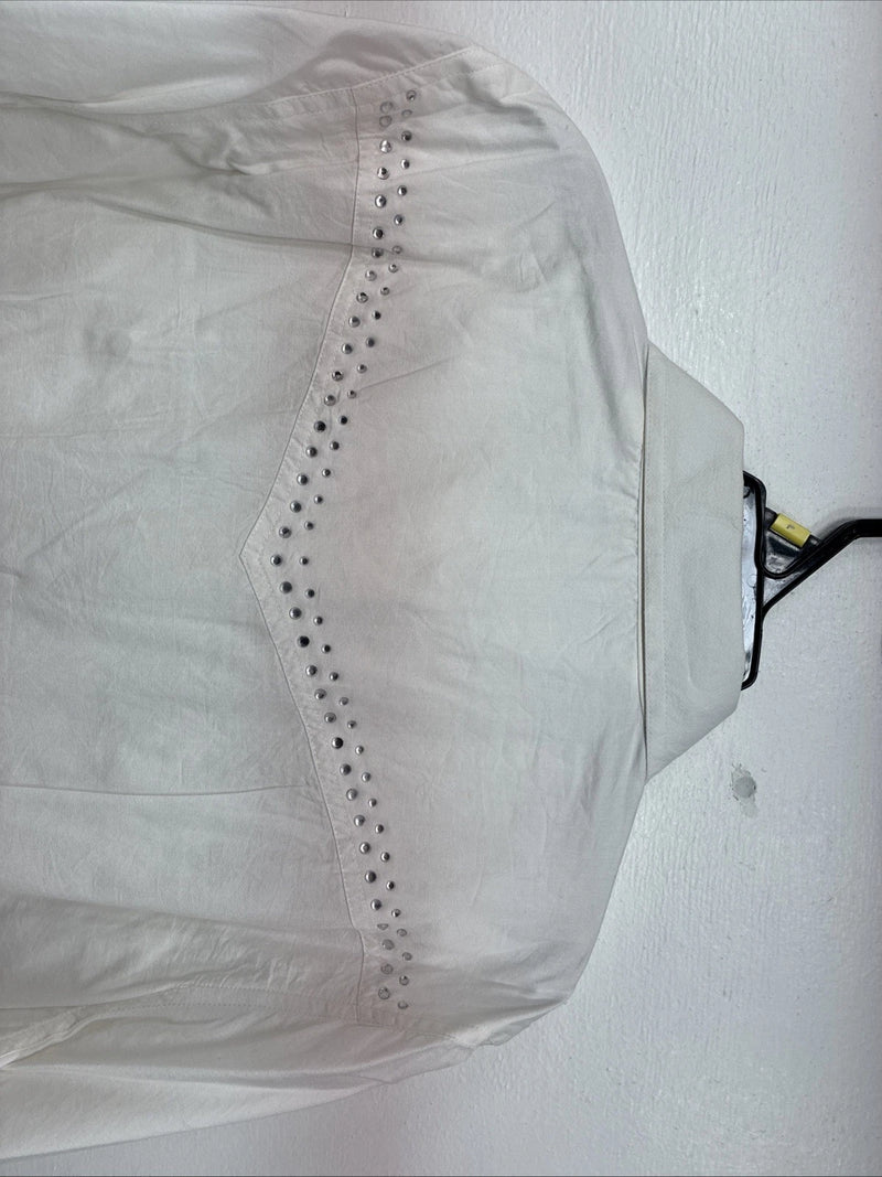 New Women’s Cumberland White Gem Long Sleeve Pearl Snap Large MM-8
