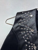 New Women’s 1848 RanchWear Black Rhinestone Sleeveless Vest Zip Up Medium YY-39