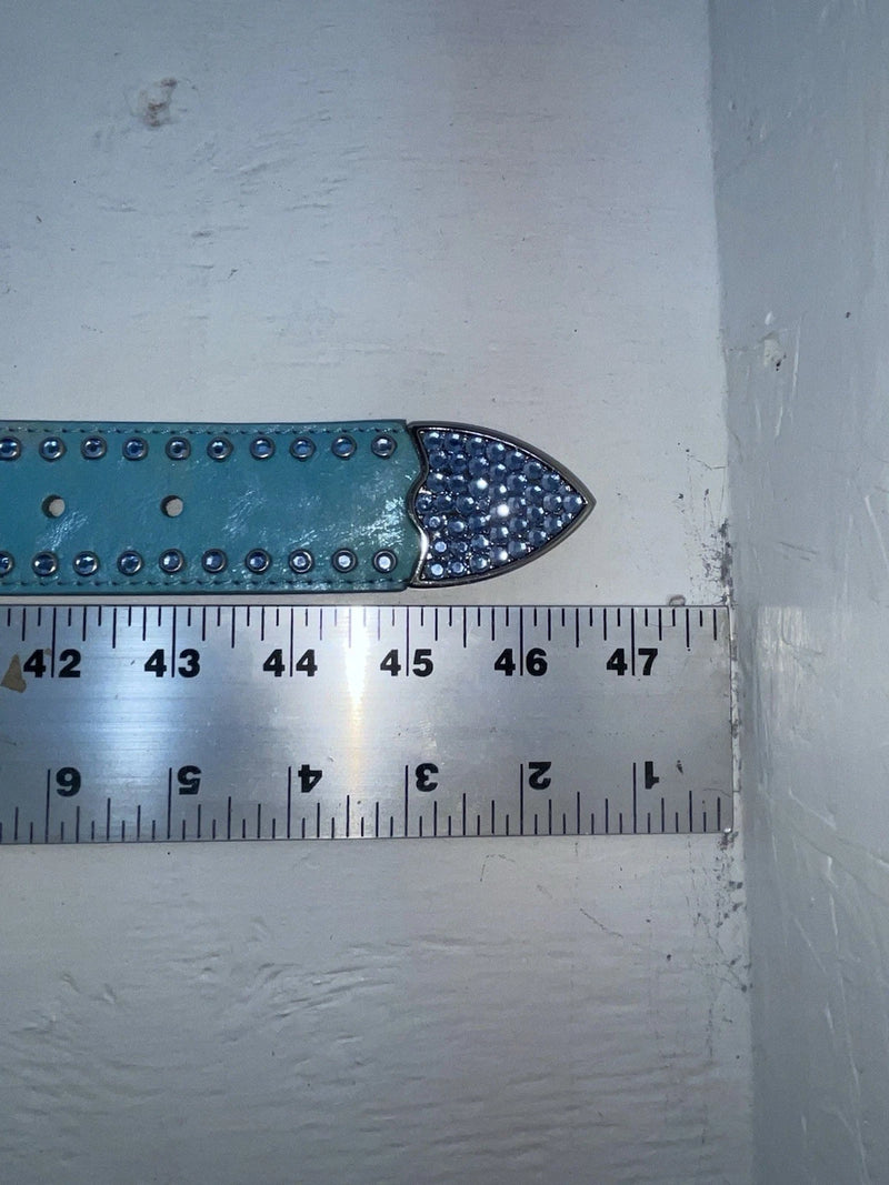 New Blue Genuine Leather 3D Blue Bling 38” Belt #667 JJ-90