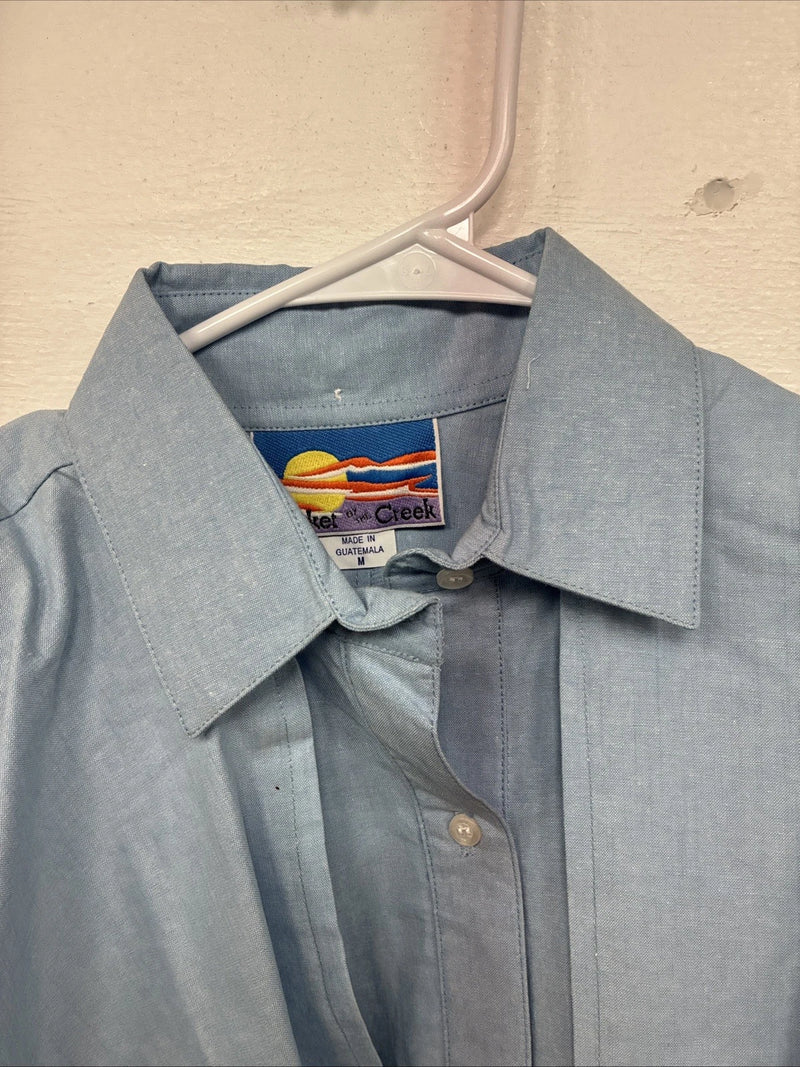 New Women’s Cricket Creek Blue Long Sleeve Button Up Medium MM-78