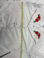 New Women’s Country Charmers White Rose Long Sleeve Pearl Snap XL II-62