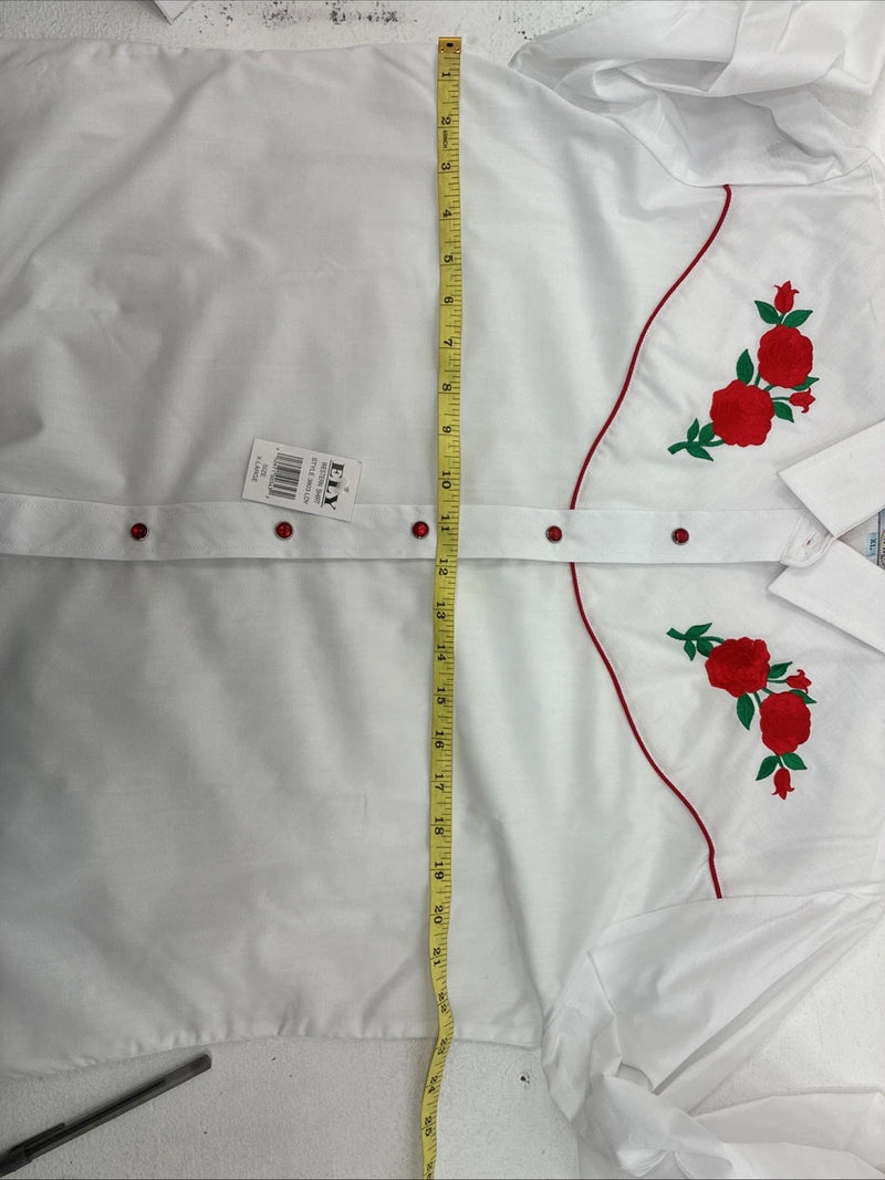 New Women’s Country Charmers White Rose Long Sleeve Pearl Snap XL II-62