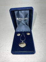 New Women’s Montana Silver Star And Stripe Necklace And Earring Set. JS615 A-29