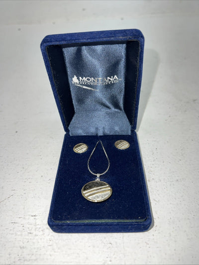New Women’s Montana Silver Star And Stripe Necklace And Earring Set. JS615 A-29
