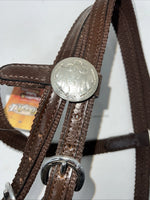New Tough 1 Brown Nylon Browband Headstall With Bit Split Reins #42-7499 W-33