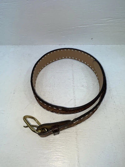New Red Genuine Leather Longhorn Tooled 32” Belt #82828 NN-60