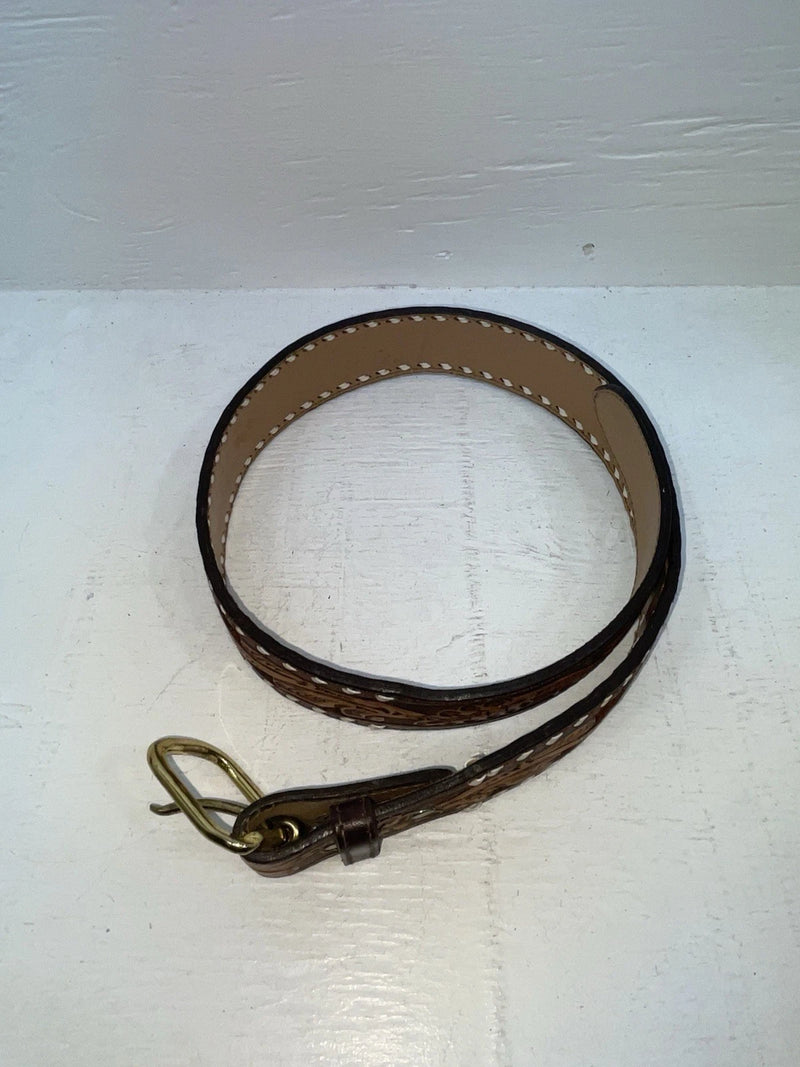 New Red Genuine Leather Longhorn Tooled 32” Belt #82828 NN-60