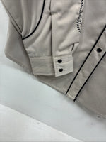 New Women’s White Horse Tan Design Long Sleeve Pearl Snap Large LL-29