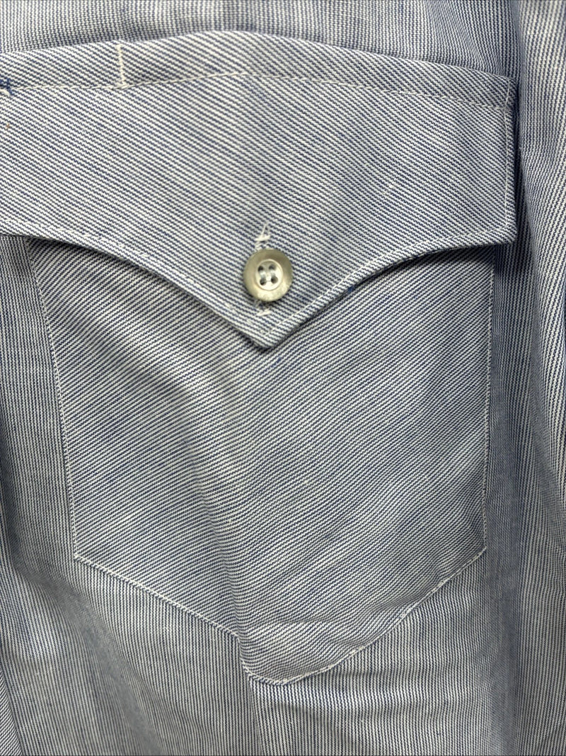 New Men’s Circle A Blue White Long Sleeve Button Up 15 X 34 Medium T-69