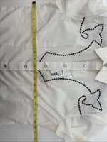 New Women’s White Horse Cream Design Long Sleeve Pearl Snap Medium LL-79
