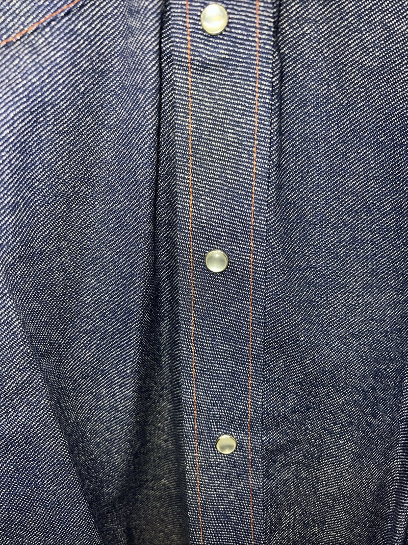 New Men’s Denim Karman Pearl Snap Long Sleeve Shirt 14.5x33 Small P-23