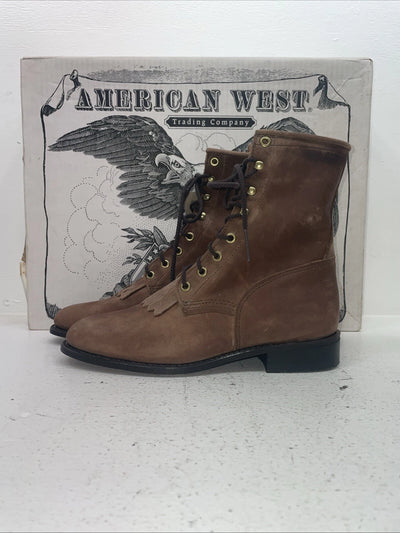 New Women’s Brown American West Cowboy Boots. 5992 8.5 8 1/2 W. 15-50