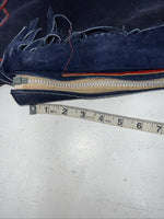 NOS Navy Red Show Chaps With Fringe Adjustable Waist 39” N-49