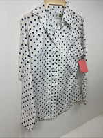 New Women’s Dickson Jenkins White Polkadot Long Sleeve Pearl Snap Size 32 KK-59