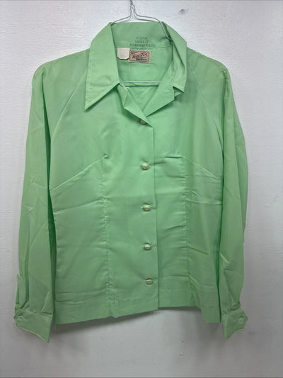 New Women’s Tem Tex Green Long Sleeve Button Up Size 12 KK-38
