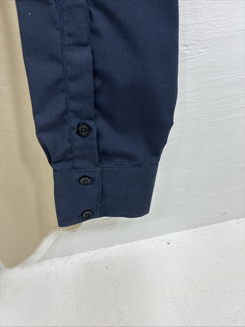 New Men’s Cowboy Threads Tan Blue White Long Sleeve Button Up Large AA-31