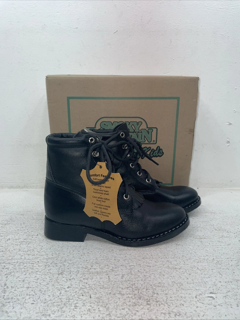 New Kids Black Lace Up Smoky Mountain Cowboy Boots. 3009 C 2. 23-140