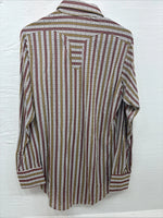 New Men’s Rocket mount Multicolor Stripe Long Sleeve Pearl Snap 15 Medium K-93