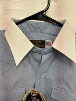 New Men’s Circle A Blue White Long Sleeve Button Up 15 X 34 Medium T-69