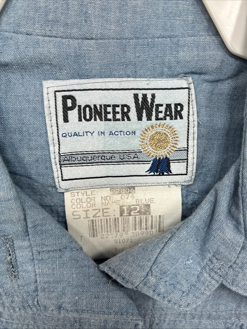 New Women’s Pioneer Wear Blue Long Sleeve Button Up Size 12 KK-107