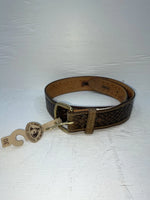 New Brown Genuine Leather Tex Tan Tooled 30” Belt #022335 JJ-147