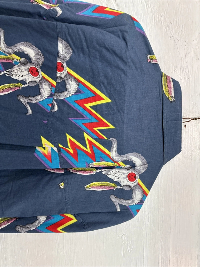 New Men’s GunSmoke Multicolor Western Design Long Sleeve Button Up Medium K-62