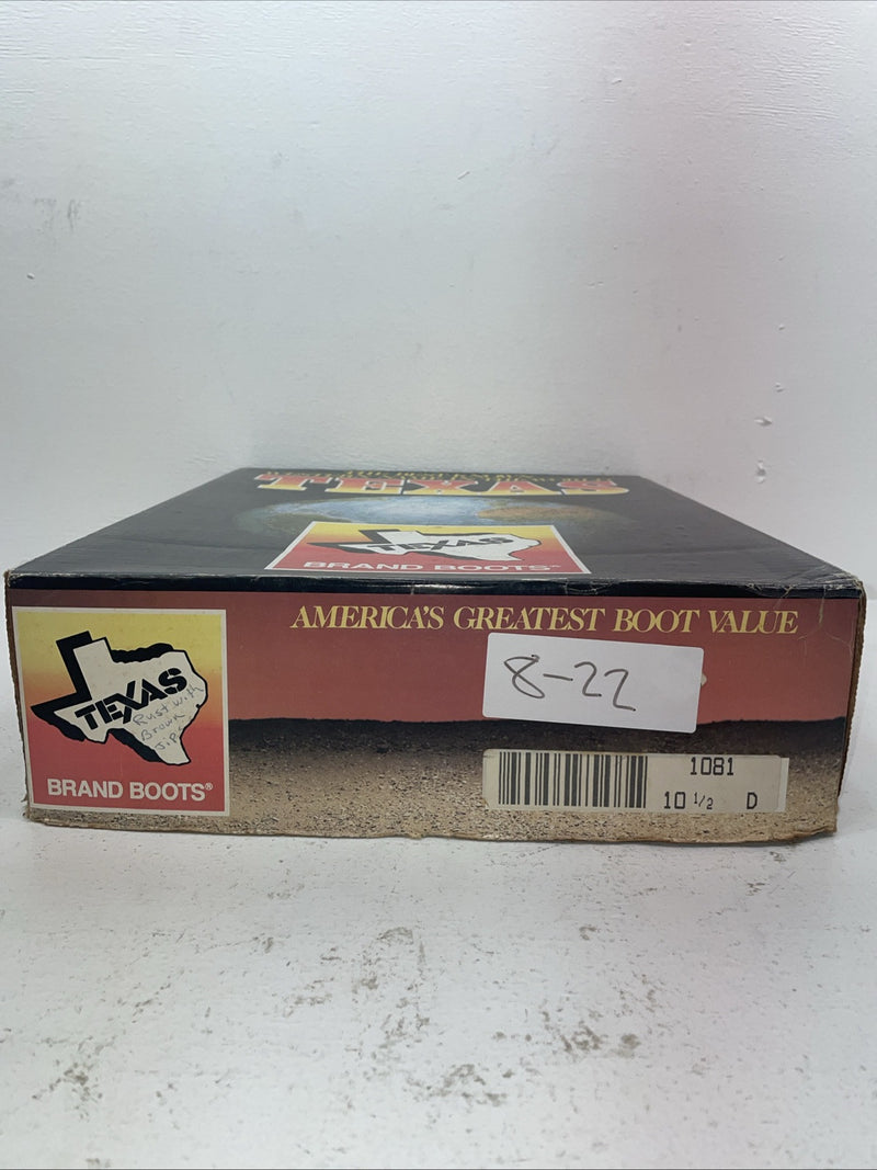 New Men’s Brown Texas Brand Cowboy Boots. 1081 10.5 10 1/2 D. 8-22