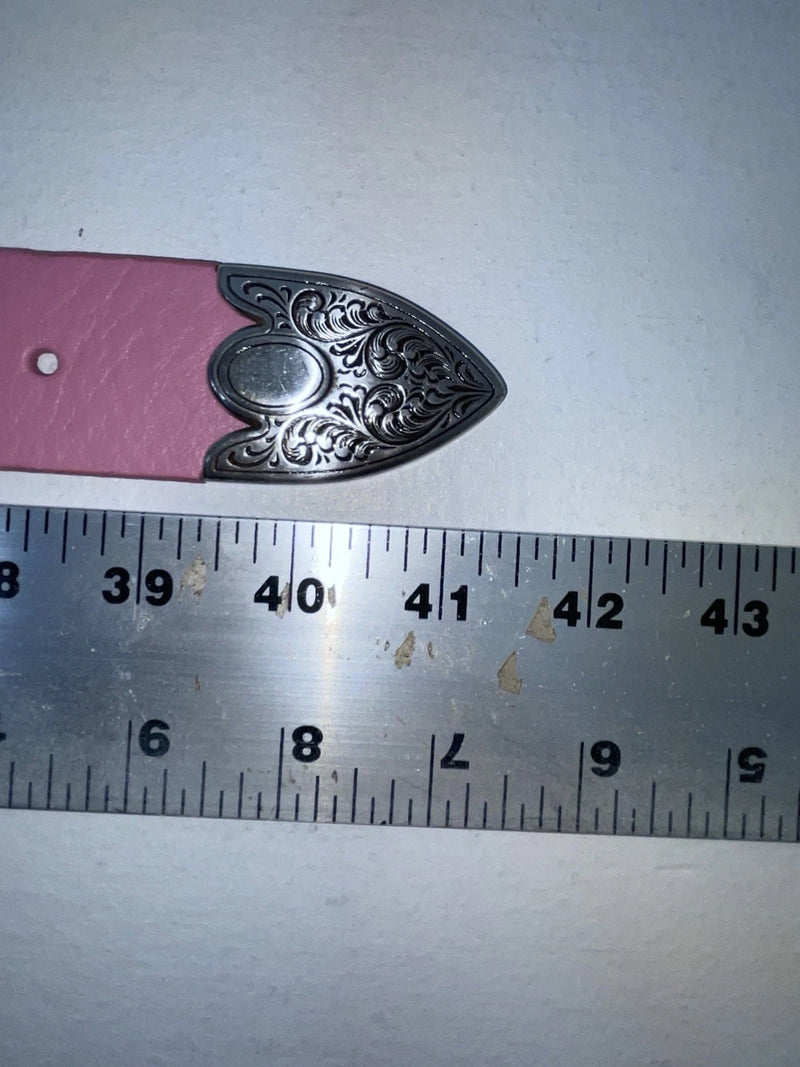 New Pink Genuine Leather Silver Bling L Belt #N3431630 Z-60