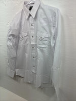 New Kids Champion Western White Long Sleeve Pearl Snap 16 Large V-29