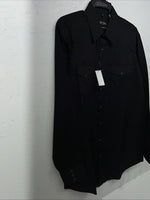 New Men’s Black White House Pearl Snap Long Sleeve Shirt. L Tall P-51