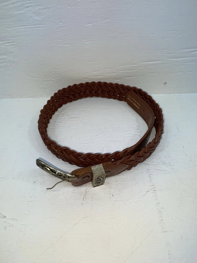 New Brown Genuine Leather Braided 32” Belt #02/4709 JJ-6