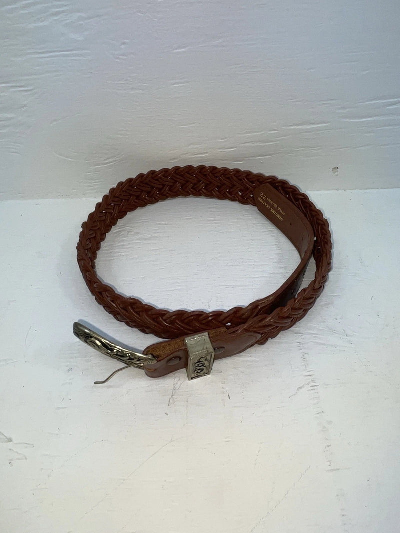 New Brown Genuine Leather Braided 32” Belt #02/4709 JJ-6
