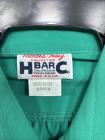 New Women’s H Bar C Green Long Sleeve Button Up Size 38 MM-88