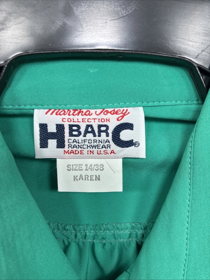 New Women’s H Bar C Green Long Sleeve Button Up Size 38 MM-88