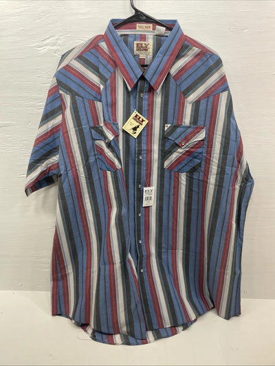 New Men’s ELY Cattleman Multiple Color Short Sleeve Pearl Snap 3XL E-25