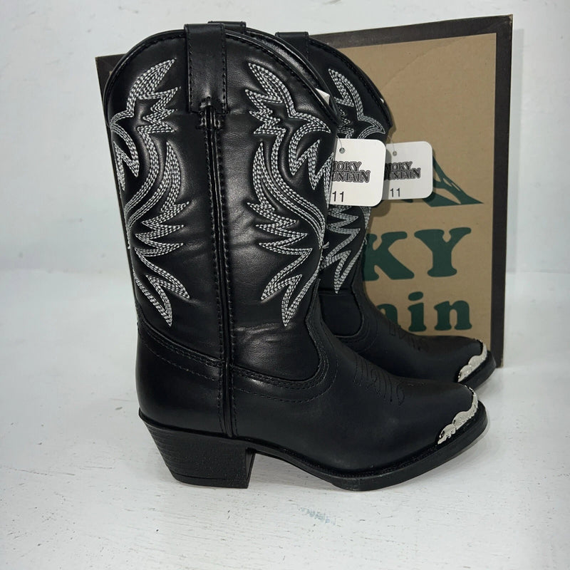 New Children’s Black Smoky Mountain Cowboy Boots. 1032BC 11 D. 24-79