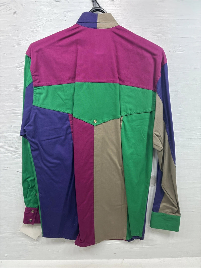 New Men’s San Angelo Multicolor Design Long Sleeve Button Up Large V-76