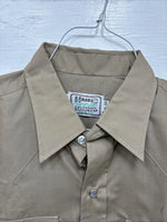New Men’s H Bar C Brown Simple Long Sleeve Pearl Snap 16 X 33 Large A-65