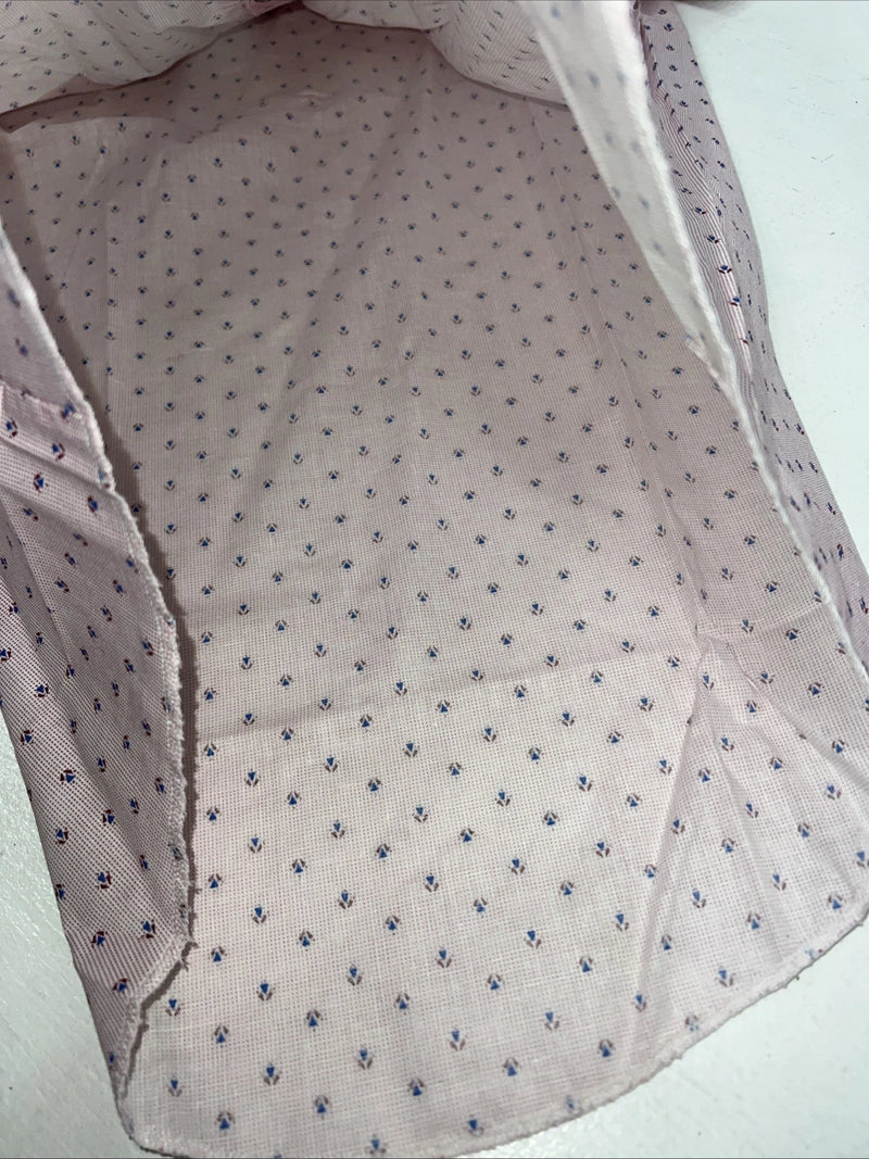 New Men’s Pink Permanent Press Short Sleeve Pearl Snap Shirt Medium P-24