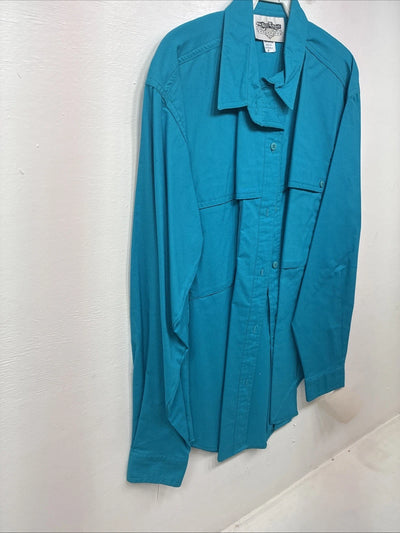 New Women’s San Angelo Blue Long Sleeve Button Up Medium MM-109