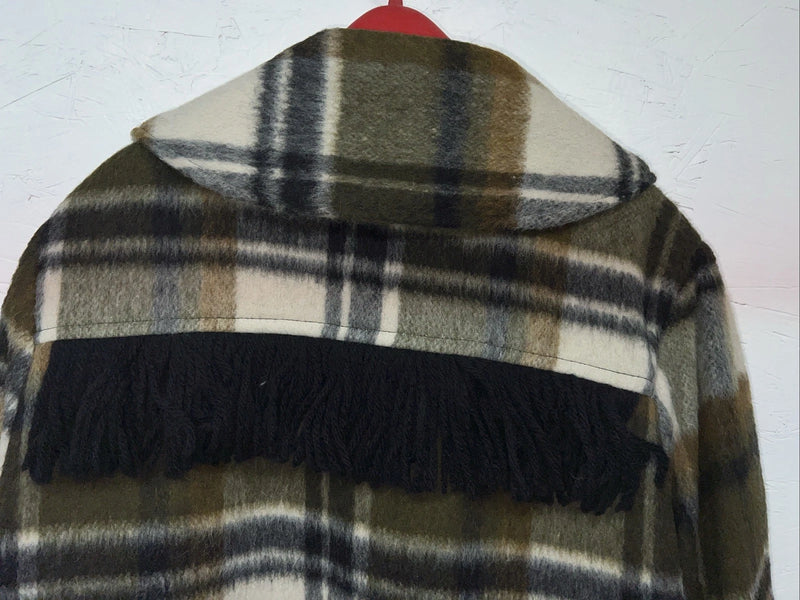 New Women’s Green Tregos Westwear Fringe Plaid Jacket 12 RR-28