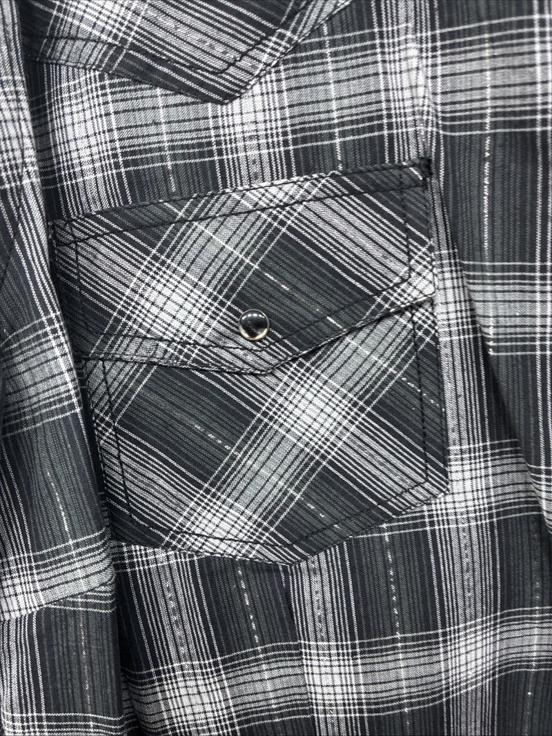 New Women’s Cumberland Gray Plaid Long Sleeve Pearl Snap XL LL-7