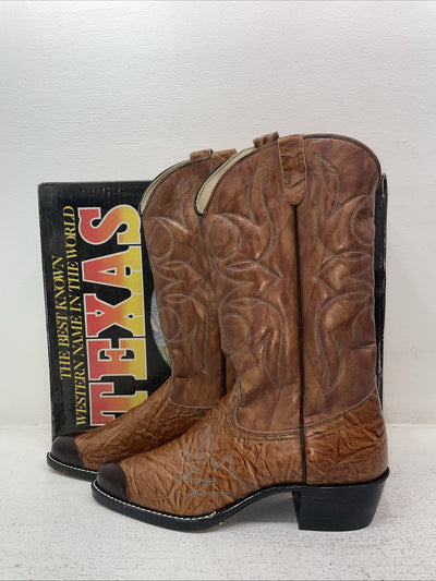 New Men’s Brown Texas Brand Cowboy Boots. 1081 9.5 9 1/2 D. 4-69