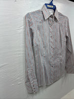 New Girls Dan River Multicolor Stripe Long Sleeve Pearl Snap Size 8 CC-87