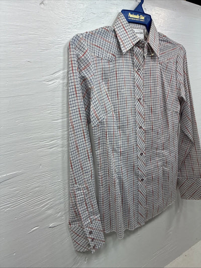 New Girls Dan River Multicolor Stripe Long Sleeve Pearl Snap Size 8 CC-87