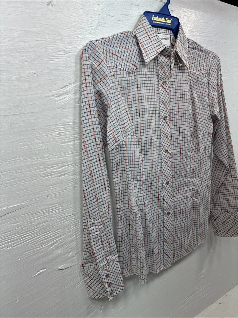 New Girls Dan River Multicolor Stripe Long Sleeve Pearl Snap Size 8 CC-87